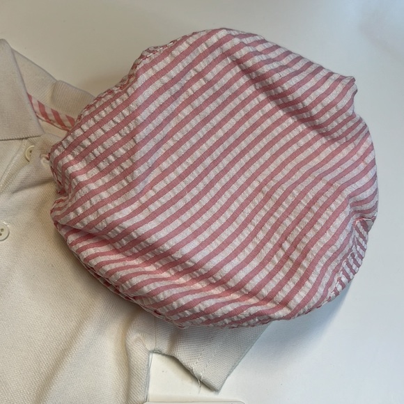 Starting Out 3PC White Collared Onesie, Pink & White Striped Shorts & Hat, NWT! - Picture 3 of 8
